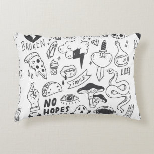 Set of cute graffiti doodle accent pillow