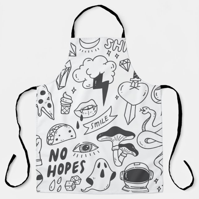 Set of cute graffiti doodle apron (Front)