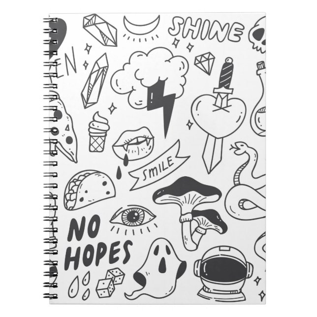 Set of cute graffiti doodle notebook (Front)