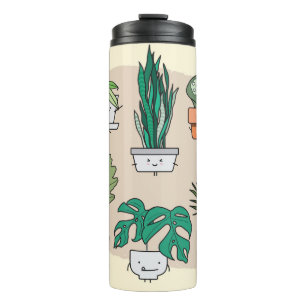 Set of cute house plants in pots. Colourful botani Thermal Tumbler