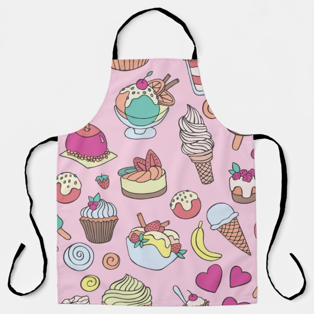 Set of different sweets. Seamless doodle pattern w Apron (Front)