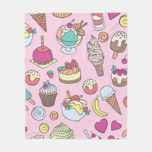 Set of different sweets. Seamless doodle pattern w Fleece Blanket