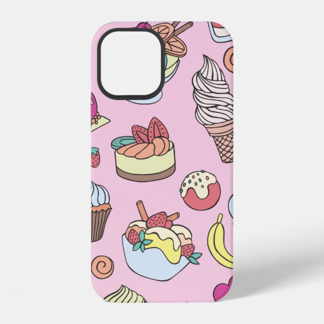 Set of different sweets. Seamless doodle pattern w iPhone Case (Back)