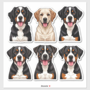 Set of Dogs stickers with Detailed Face