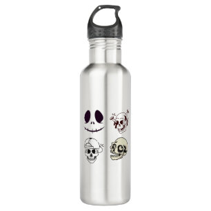 Set of Four Unique Skull Illustrations 710 Ml Water Bottle