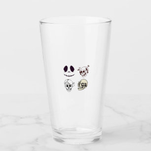 Set of Four Unique Skull Illustrations Glass