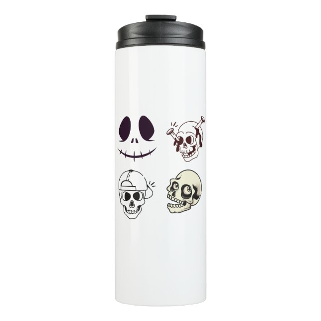 Set of Four Unique Skull Illustrations Thermal Tumbler (Front)
