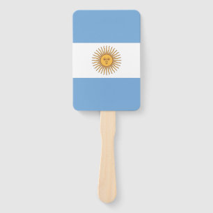 Set of hand fan with flag of Argentina