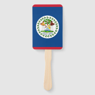 Set of hand fan with flag of Belize