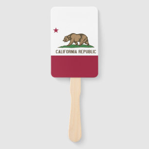 Set of hand fan with flag of California, USA