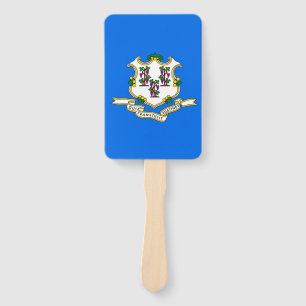 Set of hand fan with flag of Connecticut, USA