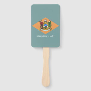 Set of hand fan with flag of Delaware, USA