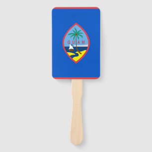 Set of hand fan with flag of Guam, USA