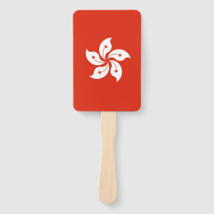 Set of hand fan with flag of Hong Kong