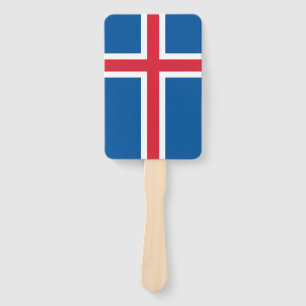 Set of hand fan with flag of Iceland