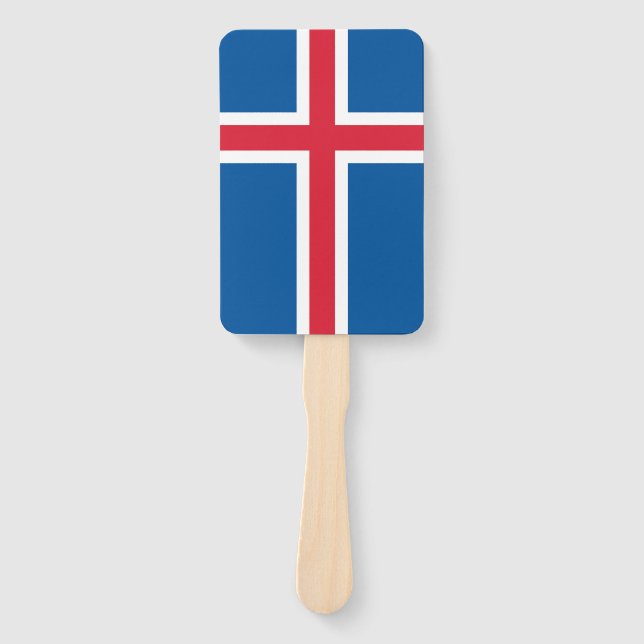 Set of hand fan with flag of Iceland (Front)
