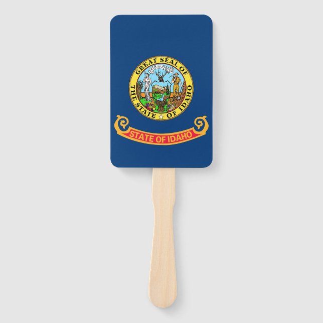 Set of hand fan with flag of Idaho State, USA (Front)