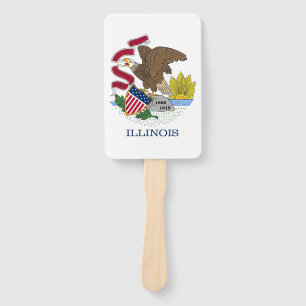 Set of hand fan with flag of Illinois State, USA