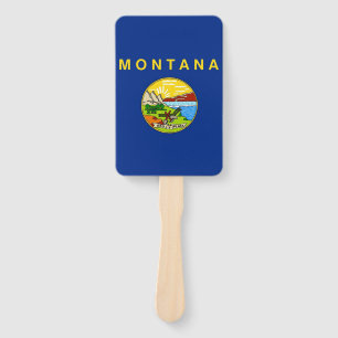 Set of hand fan with flag of Montana, USA