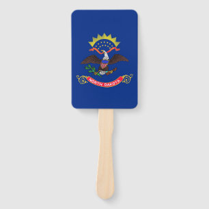 Set of hand fan with flag of North Dakota