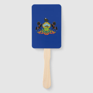 Set of hand fan with flag of Pennsylvania, USA