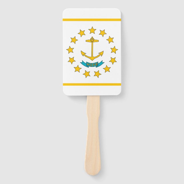 Set of hand fan with flag of Rhode Island, USA (Front)