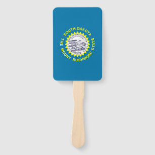 Set of hand fan with flag of South Dakota, USA