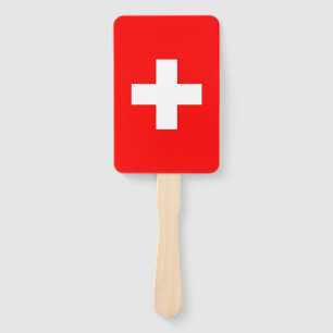 Set of hand fan with flag of Switzerland