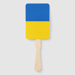 Set of hand fan with flag of Ukraine