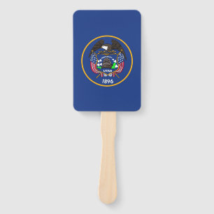 Set of hand fan with flag of Utah, USA