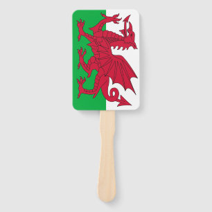 Set of hand fan with flag of Wales, UK