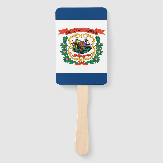 Set of hand fan with flag of West Virginia, USA (Front)