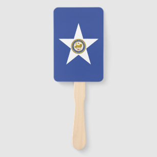 Set of hand fans with flag of Houston