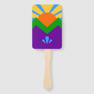 Set of hand fans with flag of Manitou Springs, USA