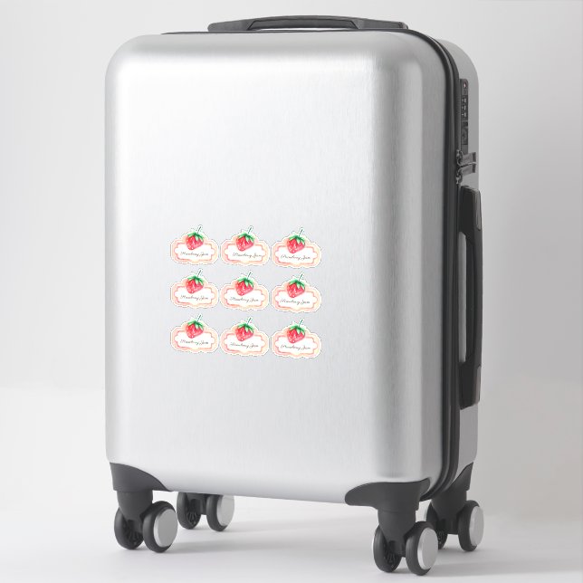 Set of handpainted Strawberry Jam Label (Suitcase)