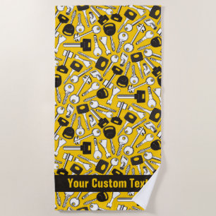 Set of Keys Background Beach Towel