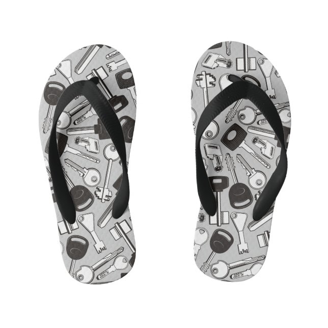 Set of Keys Background Kid's Flip Flops (Footbed)