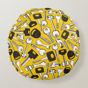 Set of Keys Background Round Pillow