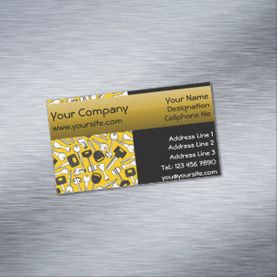 Set of Keys Background Seamelss yellow background Magnetic Business Card