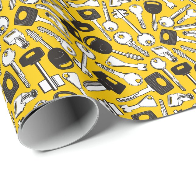 Set of Keys Background Wrapping Paper (Roll Corner)