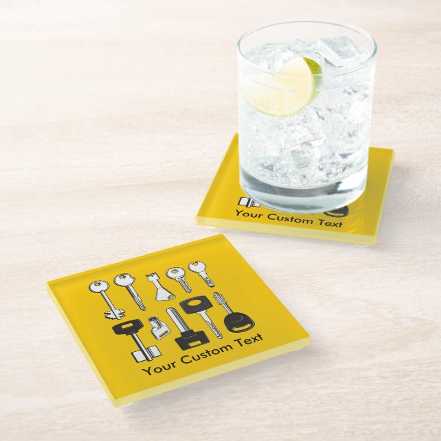 Set of Keys Glass Coaster (Angled)