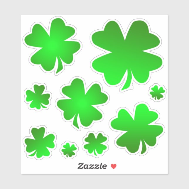 Set of lucky 4 leaf clover, Irish Shamrocks (Sheet)