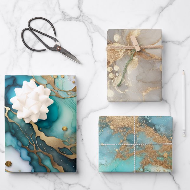 Set of marble wrapping paper sheets (Front)