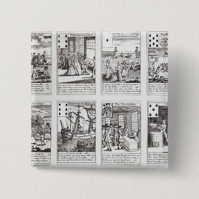 Set of Playing Cards depicting Satirical 2 Inch Square Button (Front)
