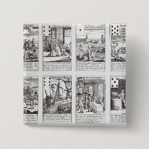 Set of Playing Cards depicting Satirical 2 Inch Square Button