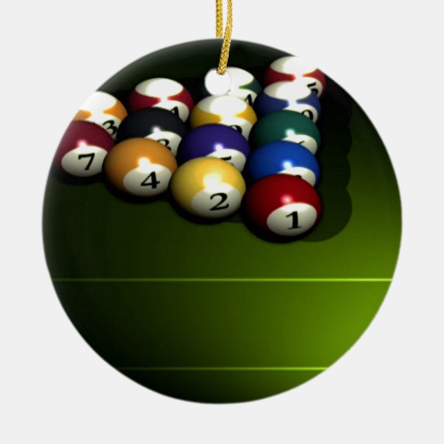 Set of pool balls ceramic ornament (Front)