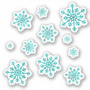 Set of Pretty Green Christmas Winter Snowflakes