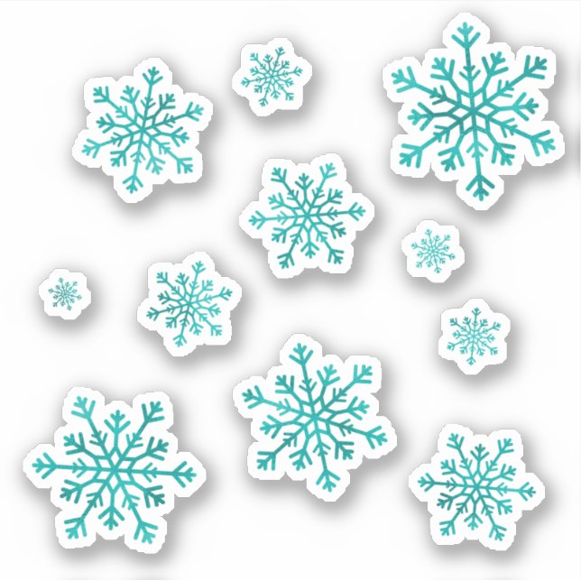 Set of Pretty Green Christmas Winter Snowflakes (Front)
