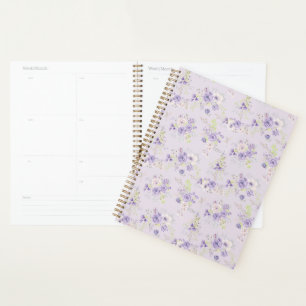 Set of purple floral patterns tiny flowers planner