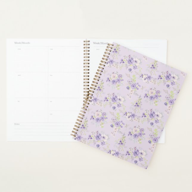 Set of purple floral patterns tiny flowers planner (Display)